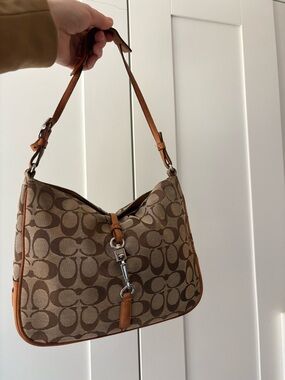 Coach  Canvas Shoulder Bag with Leather Trim 10"x7"